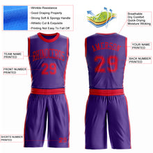 Laden Sie das Bild in den Galerie-Viewer, Custom Purple Red Round Neck Suit Basketball Jersey