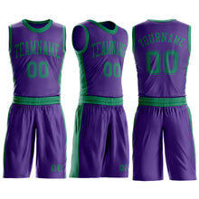 Laden Sie das Bild in den Galerie-Viewer, Custom Purple Kelly Green Round Neck Suit Basketball Jersey