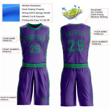 Laden Sie das Bild in den Galerie-Viewer, Custom Purple Kelly Green Round Neck Suit Basketball Jersey