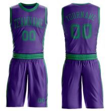 Laden Sie das Bild in den Galerie-Viewer, Custom Purple Kelly Green Round Neck Suit Basketball Jersey