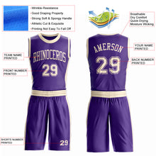 Загрузить изображение в средство просмотра галереи, Custom Purple Cream Round Neck Suit Basketball Jersey