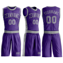 Load image into Gallery viewer, Custom Purple Gray Round Neck Suit Basketball Jersey