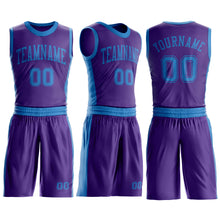Загрузить изображение в средство просмотра галереи, Custom Purple Blue Round Neck Suit Basketball Jersey