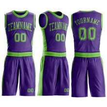Laden Sie das Bild in den Galerie-Viewer, Custom Purple Neon Green Round Neck Suit Basketball Jersey