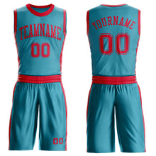 Загрузить изображение в средство просмотра галереи, Custom Teal Red Round Neck Suit Basketball Jersey