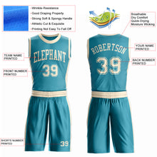 Laden Sie das Bild in den Galerie-Viewer, Custom Teal Cream Round Neck Suit Basketball Jersey