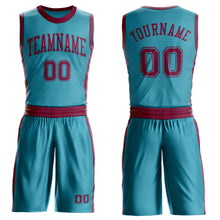 Загрузить изображение в средство просмотра галереи, Custom Teal Maroon Round Neck Suit Basketball Jersey