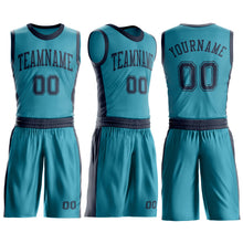 Charger l'image dans la galerie, Custom Teal Navy Round Neck Suit Basketball Jersey
