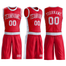 Laden Sie das Bild in den Galerie-Viewer, Custom Red White Round Neck Suit Basketball Jersey