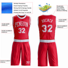 Laden Sie das Bild in den Galerie-Viewer, Custom Red White Round Neck Suit Basketball Jersey
