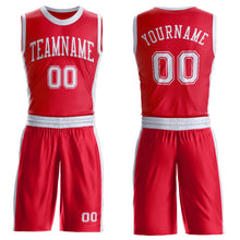Laden Sie das Bild in den Galerie-Viewer, Custom Red White Round Neck Suit Basketball Jersey