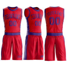 Load image into Gallery viewer, Custom Red Purple Round Neck Suit Basketball Jersey