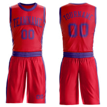 Load image into Gallery viewer, Custom Red Purple Round Neck Suit Basketball Jersey
