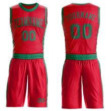 Load image into Gallery viewer, Custom Red Kelly Green Round Neck Suit Basketball Jersey