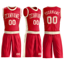 Load image into Gallery viewer, Custom Red Cream Round Neck Suit Basketball Jersey