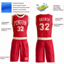 Load image into Gallery viewer, Custom Red Cream Round Neck Suit Basketball Jersey
