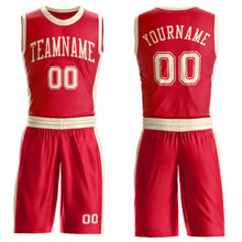 Load image into Gallery viewer, Custom Red Cream Round Neck Suit Basketball Jersey