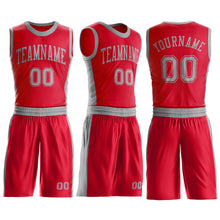 Load image into Gallery viewer, Custom Red Gray Round Neck Suit Basketball Jersey