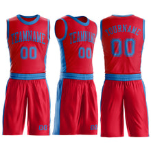 Load image into Gallery viewer, Custom Red Blue Round Neck Suit Basketball Jersey