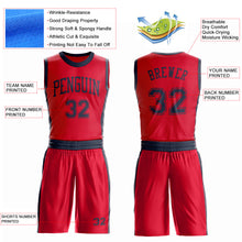 Load image into Gallery viewer, Custom Red Navy Round Neck Suit Basketball Jersey