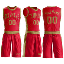 Load image into Gallery viewer, Custom Red Old Gold Round Neck Suit Basketball Jersey