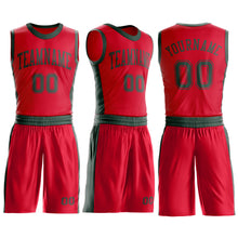 Load image into Gallery viewer, Custom Red Green Round Neck Suit Basketball Jersey