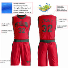Load image into Gallery viewer, Custom Red Green Round Neck Suit Basketball Jersey