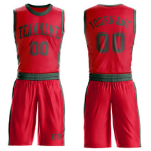 Load image into Gallery viewer, Custom Red Green Round Neck Suit Basketball Jersey
