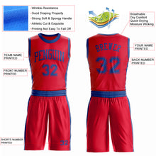 Load image into Gallery viewer, Custom Red Royal Round Neck Suit Basketball Jersey