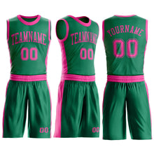 Загрузить изображение в средство просмотра галереи, Custom Kelly Green Pink Round Neck Suit Basketball Jersey