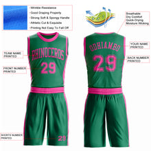 Загрузить изображение в средство просмотра галереи, Custom Kelly Green Pink Round Neck Suit Basketball Jersey