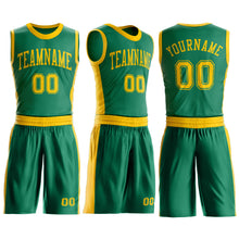 Загрузить изображение в средство просмотра галереи, Custom Kelly Green Gold Round Neck Suit Basketball Jersey
