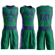 Загрузить изображение в средство просмотра галереи, Custom Kelly Green Purple Round Neck Suit Basketball Jersey