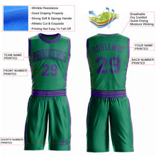 Загрузить изображение в средство просмотра галереи, Custom Kelly Green Purple Round Neck Suit Basketball Jersey