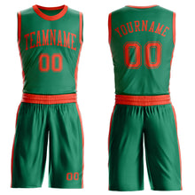 Загрузить изображение в средство просмотра галереи, Custom Kelly Green Orange Round Neck Suit Basketball Jersey
