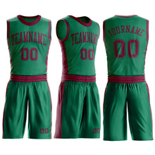 Загрузить изображение в средство просмотра галереи, Custom Kelly Green Maroon Round Neck Suit Basketball Jersey