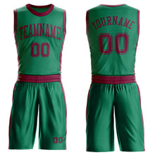 Загрузить изображение в средство просмотра галереи, Custom Kelly Green Maroon Round Neck Suit Basketball Jersey