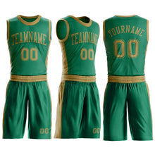 Загрузить изображение в средство просмотра галереи, Custom Kelly Green Old Gold Round Neck Suit Basketball Jersey