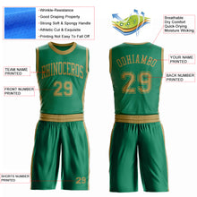 Загрузить изображение в средство просмотра галереи, Custom Kelly Green Old Gold Round Neck Suit Basketball Jersey