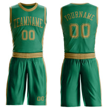 Загрузить изображение в средство просмотра галереи, Custom Kelly Green Old Gold Round Neck Suit Basketball Jersey