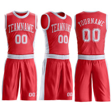 Load image into Gallery viewer, Custom Fire Red White Round Neck Suit Basketball Jersey