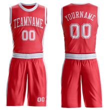 Load image into Gallery viewer, Custom Fire Red White Round Neck Suit Basketball Jersey