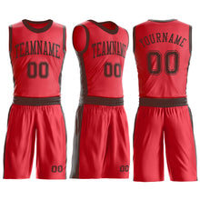 Laden Sie das Bild in den Galerie-Viewer, Custom Fire Red Brown Round Neck Suit Basketball Jersey