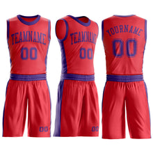 Laden Sie das Bild in den Galerie-Viewer, Custom Fire Red Purple Round Neck Suit Basketball Jersey