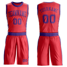 Laden Sie das Bild in den Galerie-Viewer, Custom Fire Red Purple Round Neck Suit Basketball Jersey