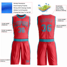 Загрузить изображение в средство просмотра галереи, Custom Fire Red Teal Round Neck Suit Basketball Jersey