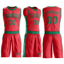 Laden Sie das Bild in den Galerie-Viewer, Custom Fire Red Kelly Green Round Neck Suit Basketball Jersey