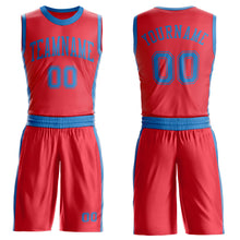 Laden Sie das Bild in den Galerie-Viewer, Custom Fire Red Blue Round Neck Suit Basketball Jersey