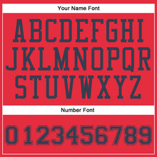 Load image into Gallery viewer, Custom Fire Red Navy Round Neck Suit Basketball Jersey