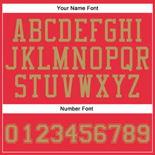 Load image into Gallery viewer, Custom Fire Red Old Gold Round Neck Suit Basketball Jersey